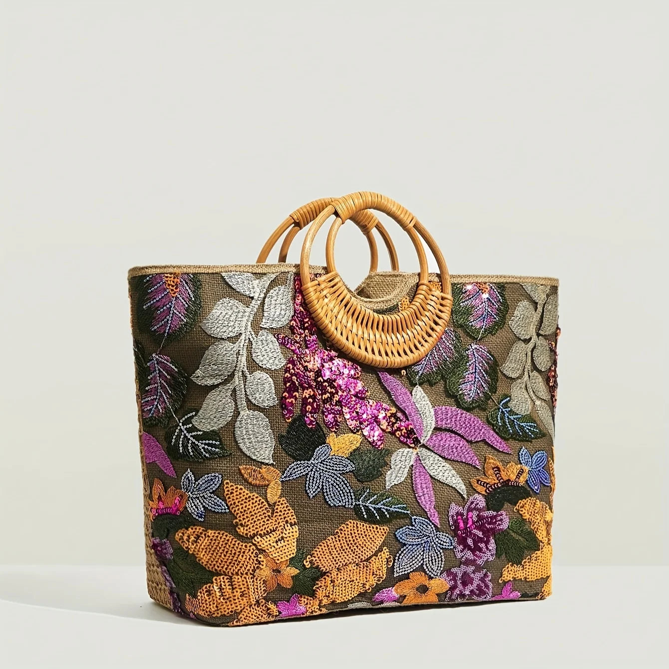 Armenia Sequin Flower Handle Bag