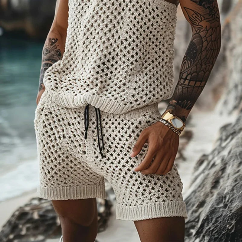 Salamanca Open-Knitted Vest And Short Set